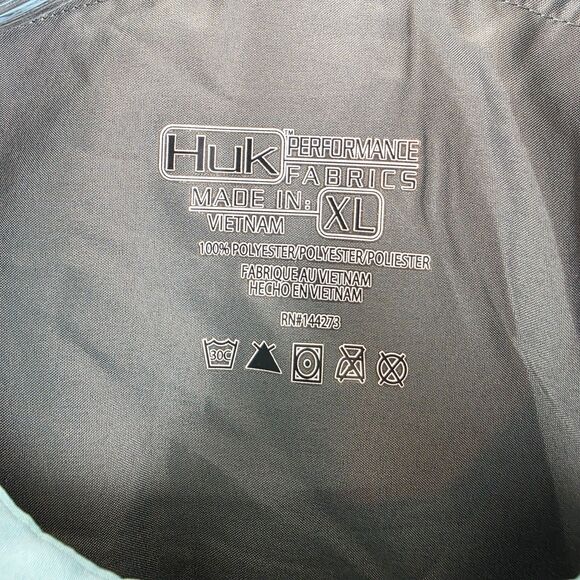 Huk Performance Men's Fishing Button Down Vented Short Sleeve Gray Shirt Size XL - Picture 5 of 11